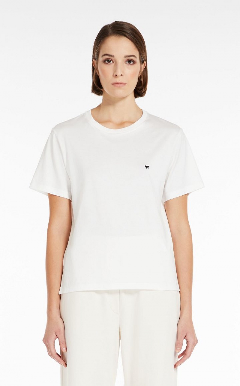 WHITE MaxMara Round-neck Jersey T-shirts | MMR593646