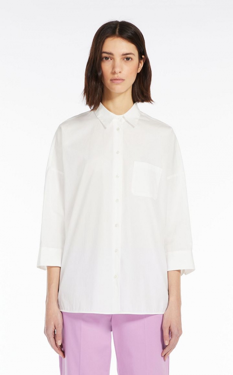 WHITE MaxMara Shirt In Organic Cotton Poplin Blouses | MMR593617