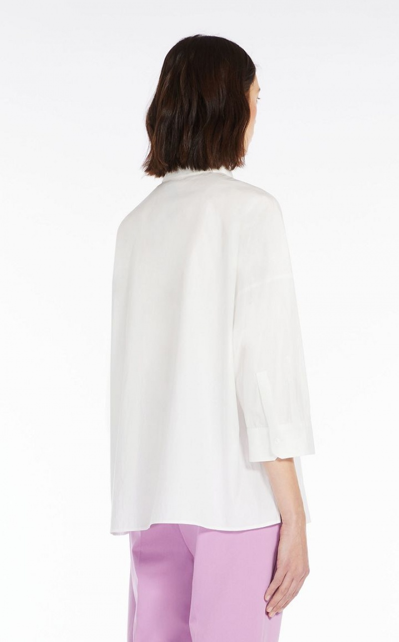 WHITE MaxMara Shirt In Organic Cotton Poplin Blouses | MMR593617