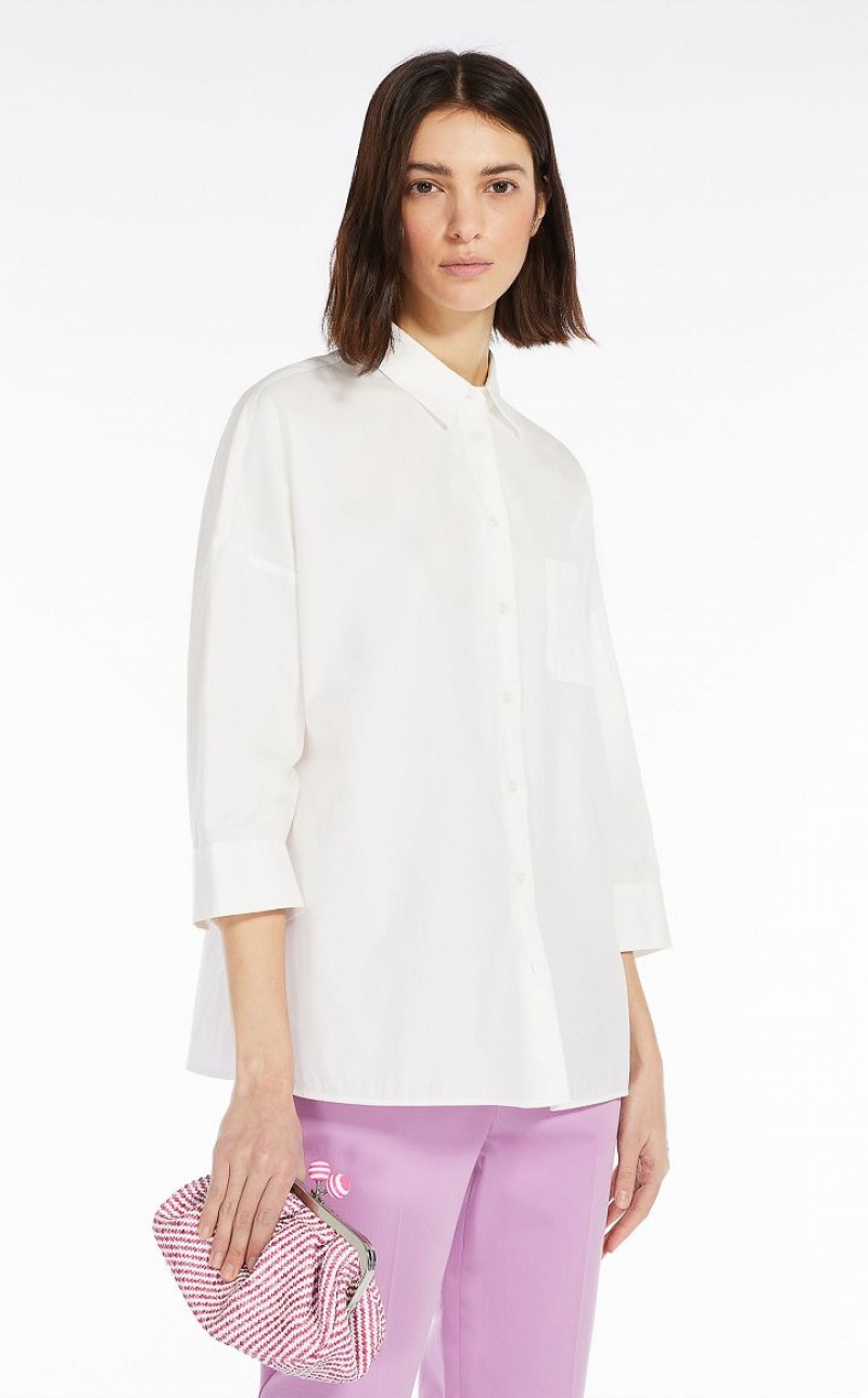 WHITE MaxMara Shirt In Organic Cotton Poplin Blouses | MMR593617