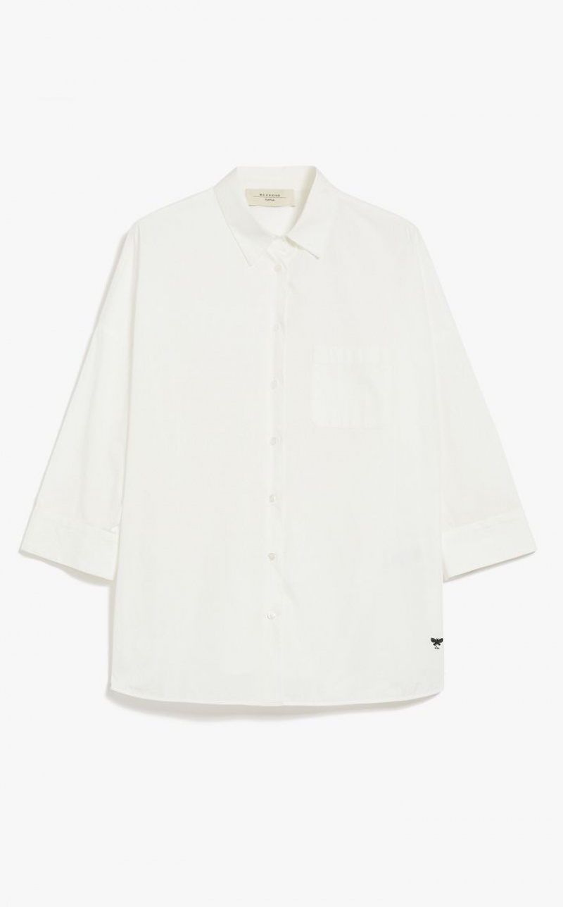 WHITE MaxMara Shirt In Organic Cotton Poplin Blouses | MMR593617