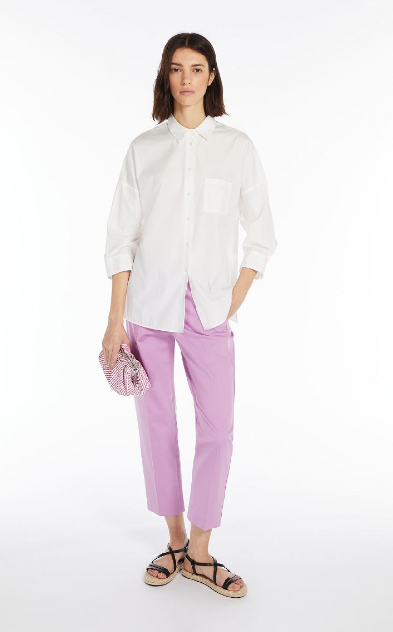 WHITE MaxMara Shirt In Organic Cotton Poplin Blouses | MMR593617