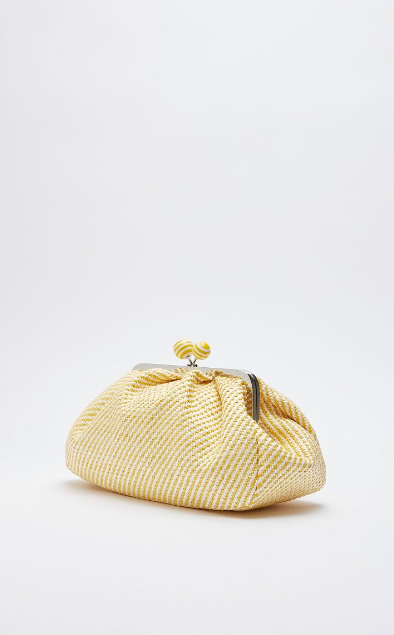 YELLOW MaxMara Medium Pasticcinoin Raffia Weekend Bag | MMR594148